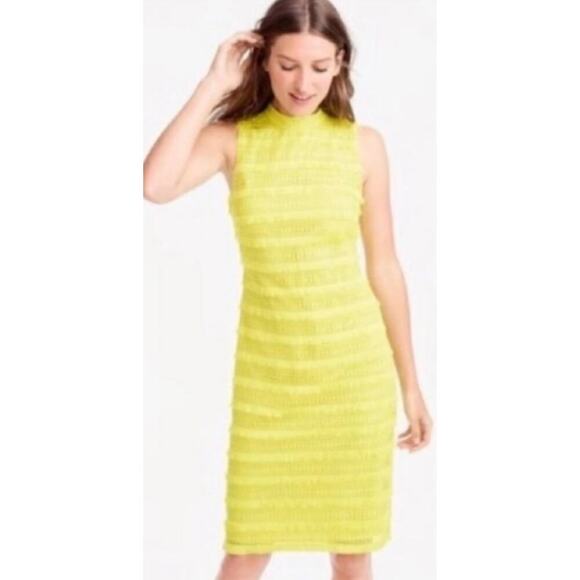 J.Crew Fringe Sheath Dress Citron Yellow Size 10 - Picture 1 of 9